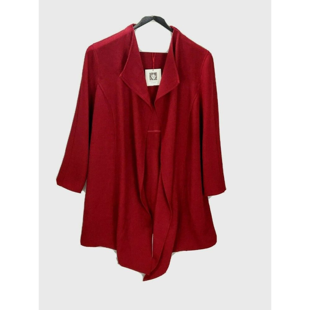 Anne Klein Womens Jacket Plus Size 1X Red Open - Picture 6 of 14